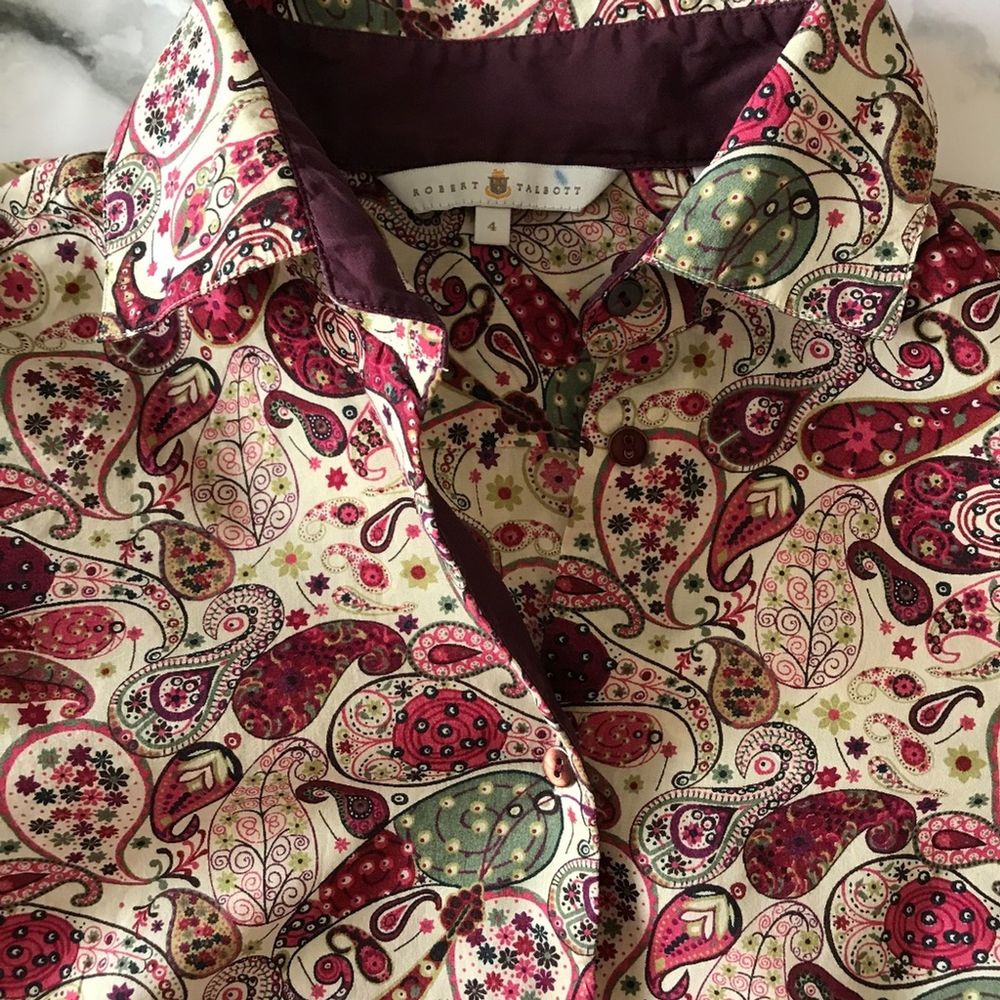 Robert Talbott Paisley Button Front Blouse - image 5